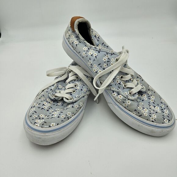 Vans Ultra Cush Camden Deluxe Sneakers Womens Size 7.5 Pale Blue Daisy Print - Picture 2 of 8